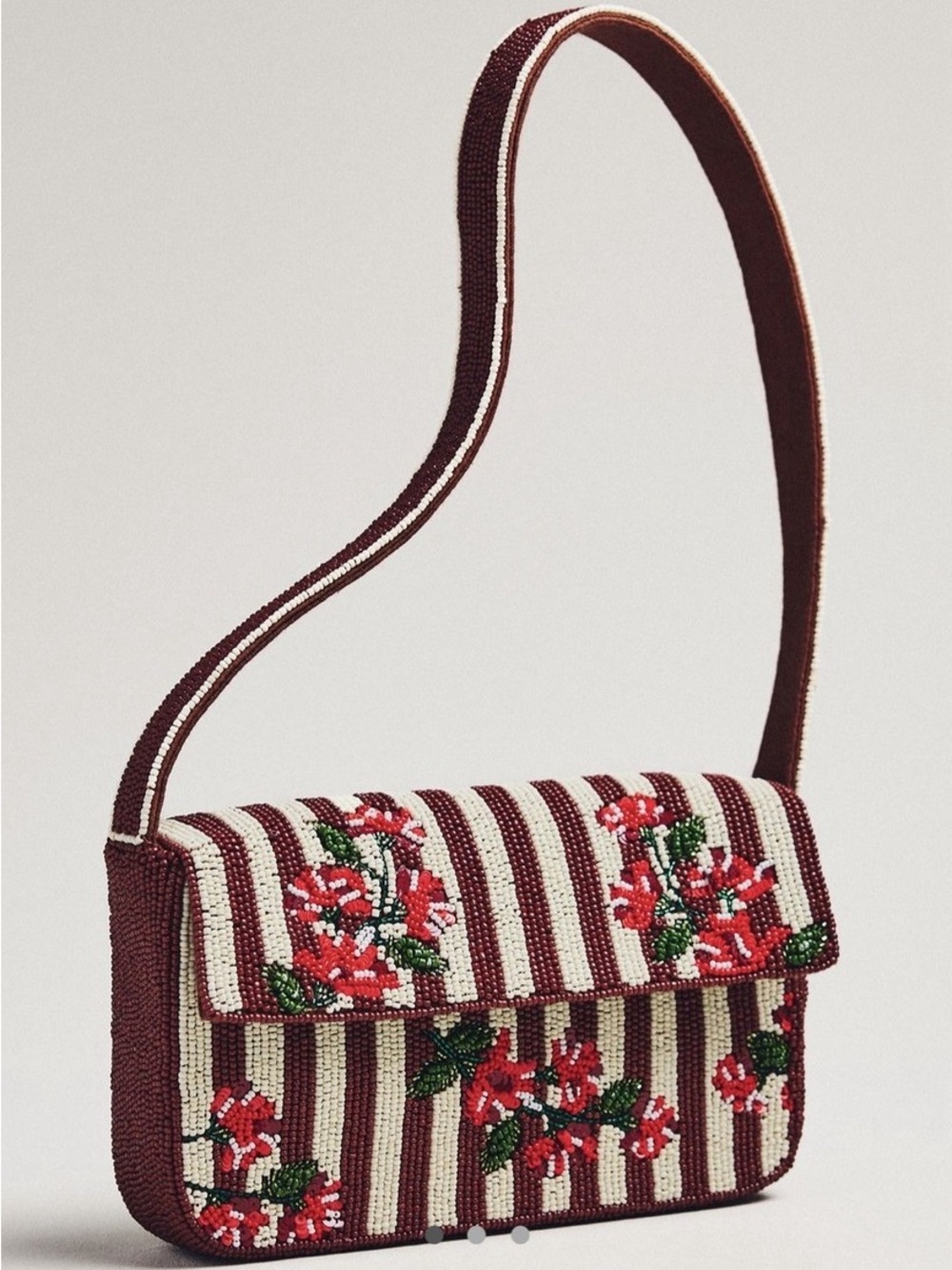 Anthropologie Fiona Beaded Bag Striped Floral Holly
